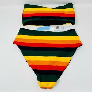 NWT Striped Bandeau Bikini Set size Medium